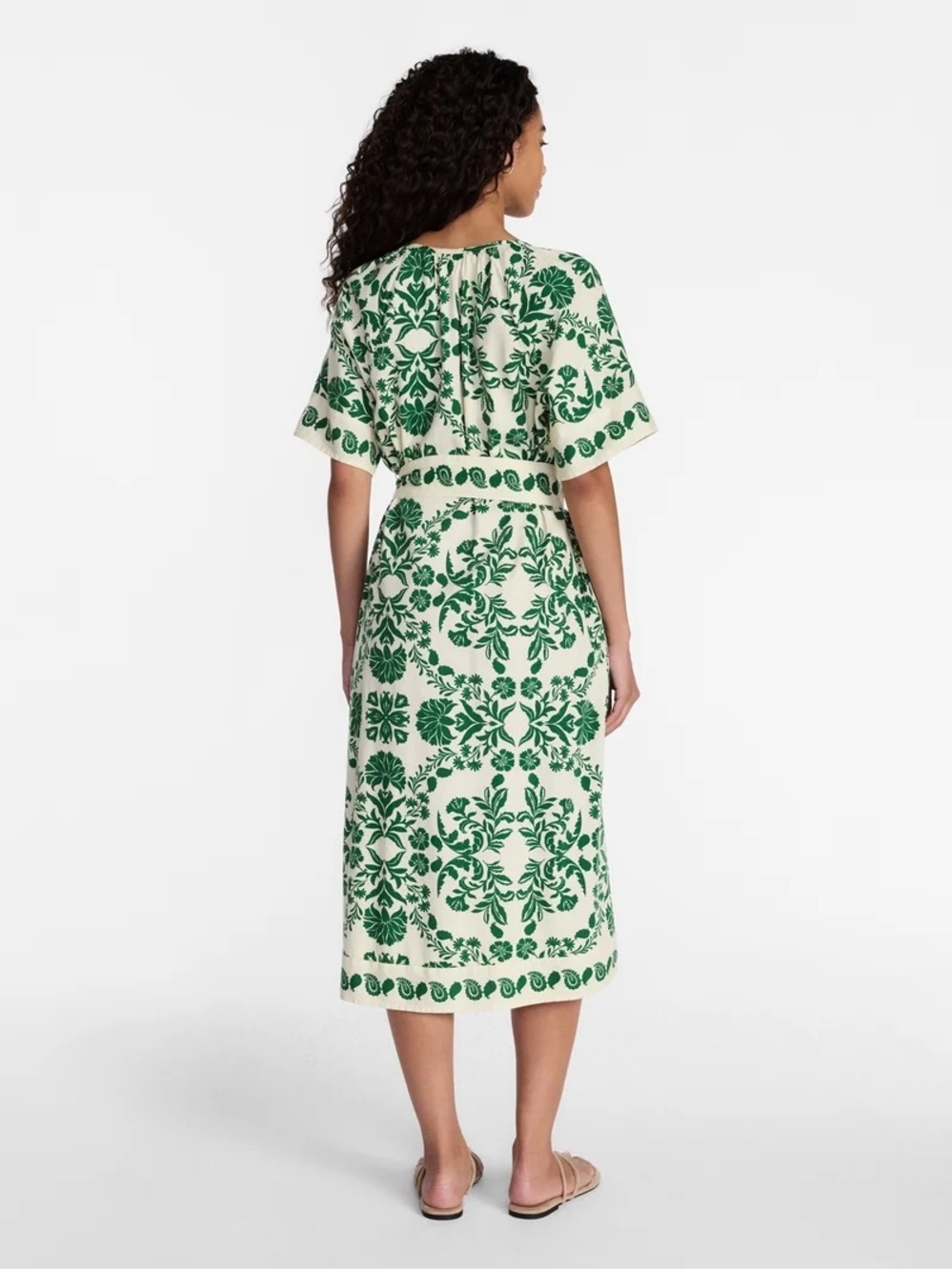 Relax 

Time and Tru Women’s Border Print Linen Blend Midi Dress, Sz Large - Picture 4 of 5